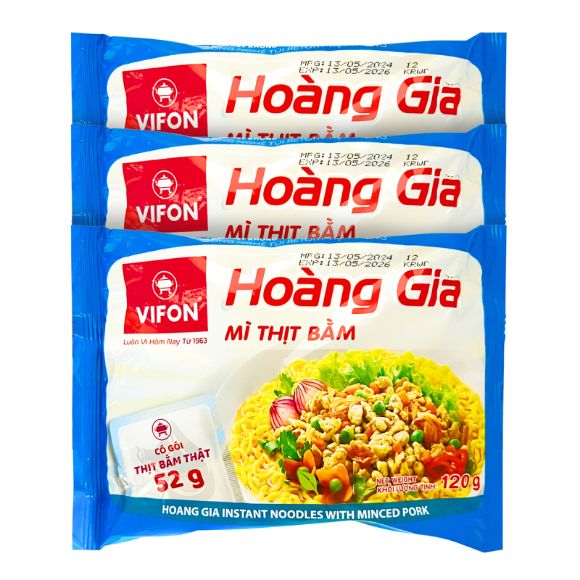 Mì thịt bằm Hoàng Gia 120g, 1 set 3 gói 1
