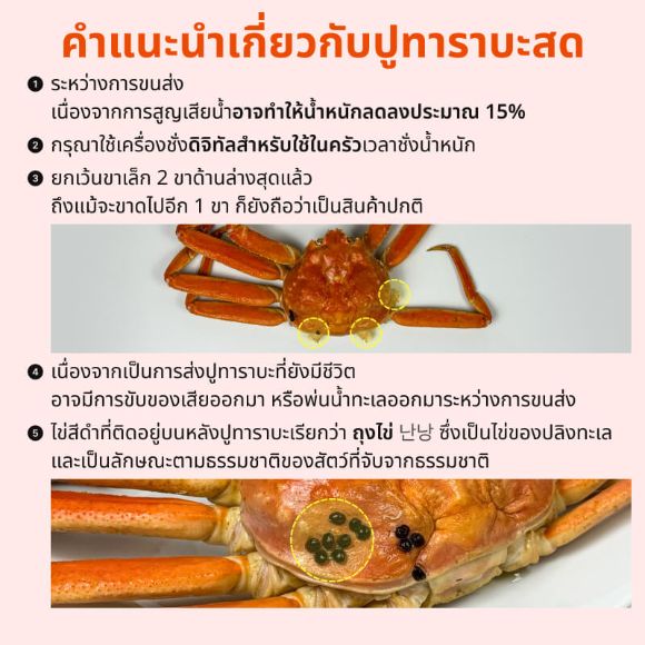 ปูทาราบะสด 1 กก., 1 ตัว 6