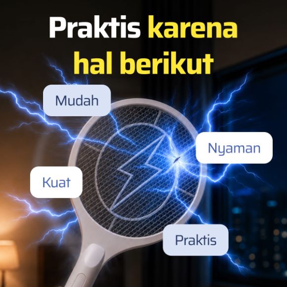 Raket nyamuk elektrik + set baterai 4