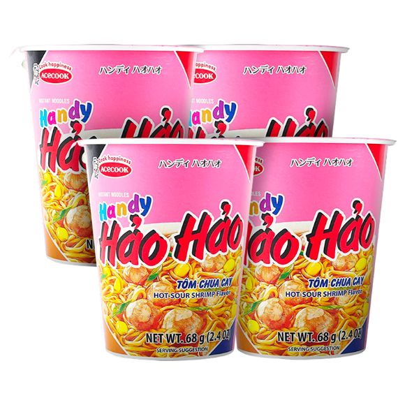 Mì ly Hảo Hảo Tôm chua cay 68g, 1 set 4 hộp 1