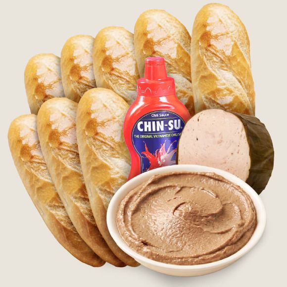 Set bánh mì pate (8 bánh mì + 500g giò lụa + 350g pate gan + 1 lọ tương ớt) 1