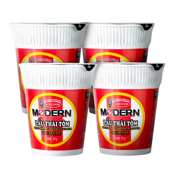 Mì ly Modern Lẩu Thái tôm 67g, 1 set 4 hộp 1