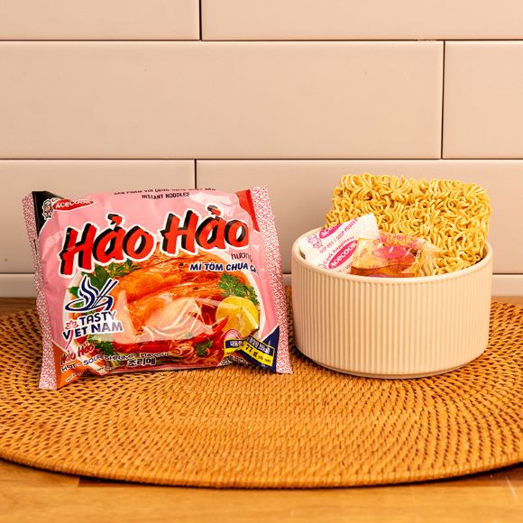 บะหมี่กึ่งสำเร็จรูป Hảo Hảo Pink Mi Tom รสกุ้ง 78 ก. Acecook 5 ห่อ, 1 แพ็ก 4