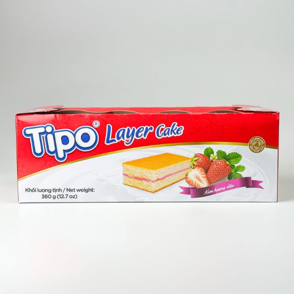 Bánh bông lan Tipo hương Dâu 360g, 1 hộp 20 cái 2