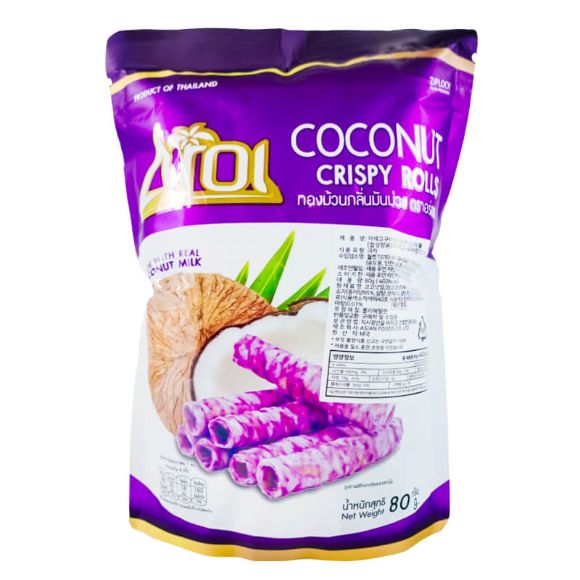 Bánh quế dừa giòn AROI vị Khoai tím 80g, 1 gói 1