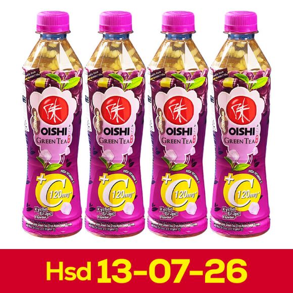 Trà xanh Oishi Thái Lan vị Nho 400ml, 1 set 4 chai (hạn sử dụng 13-07-2026) 1