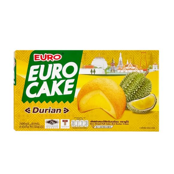 Bánh trứng Euro Custard Cake Thái Lan vị Sầu riêng 144g, 1 hộp 4 cái 1