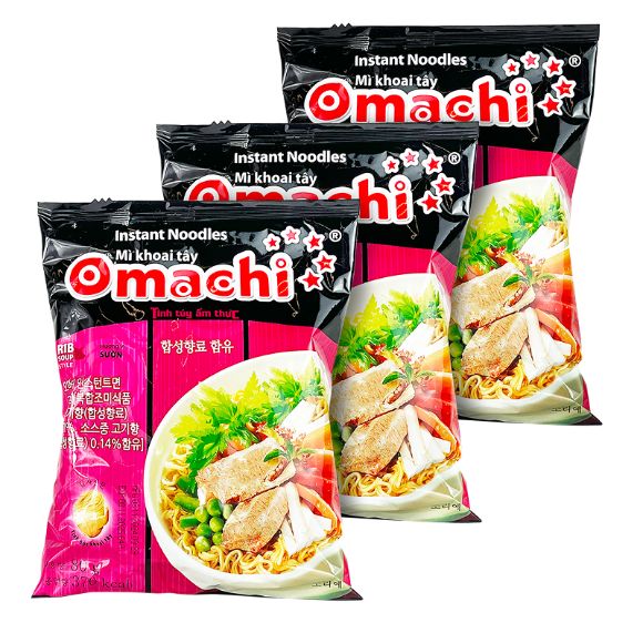Mì Omachi Sườn hầm ngũ quả 79g, 1 set 3 gói 1