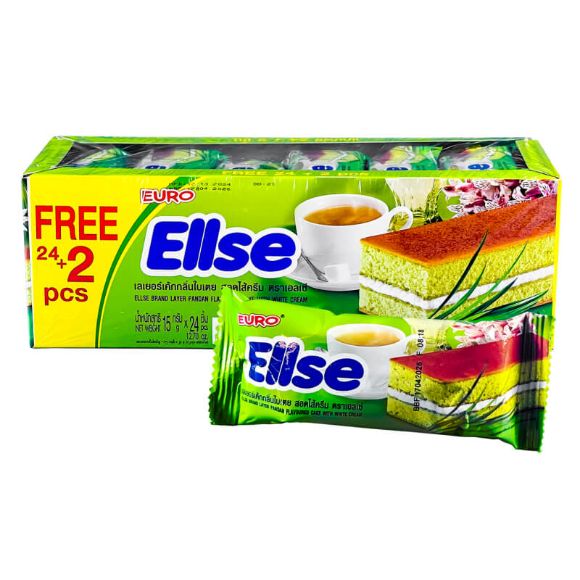 Bánh bông lan Ellse Thái Lan vị Lá dứa 360g, 1 hộp 24 cái 1