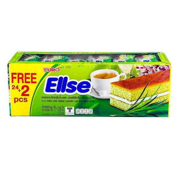 Bánh bông lan Ellse Thái Lan vị Lá dứa 360g, 1 hộp 24 cái 2