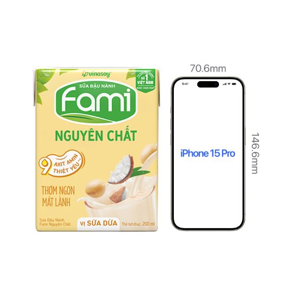 Sữa đậu nành Fami nguyên chất vị Dừa 200ml, 1 lốc 6 hộp 4