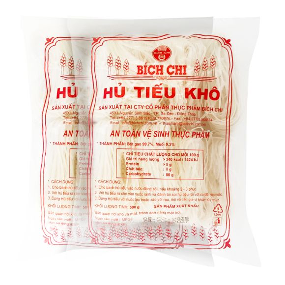 Hủ tiếu khô Bích Chi 500g, set 2 gói 1