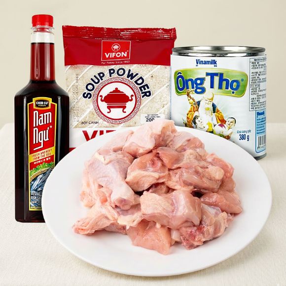Set Gà Nướng BBQ (1kg Gà nguyên con cắt khúc + nước mắm Nam Ngư + sữa đặc [hạn sử dụng 07-07-2026] + bột ớt) 1