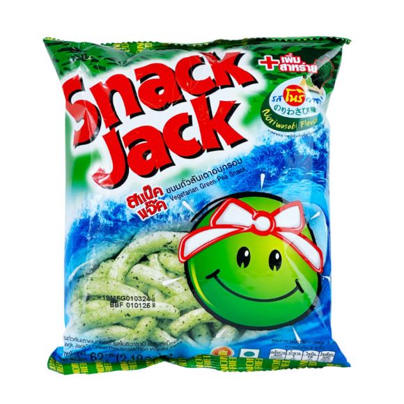 Snack đậu Hà Lan giòn Snack Jack Thái Lan vị Rong biển Mù tạt 62g, 1 gói 1
