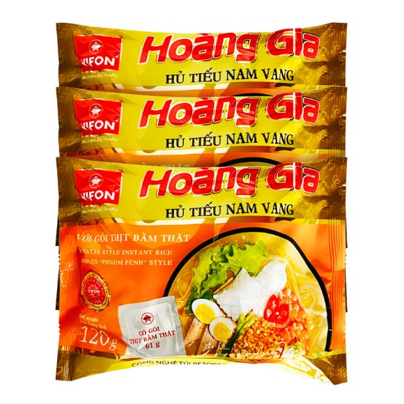 Hủ tiếu Nam Vang Hoàng Gia 120g, 1 set 3 gói 1