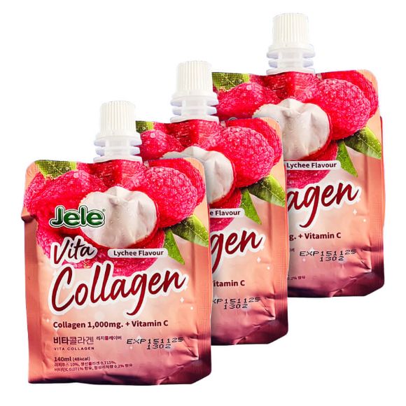 Thạch Jele Vita Collagen vị vải 140ml, 1 set 3 cái 1
