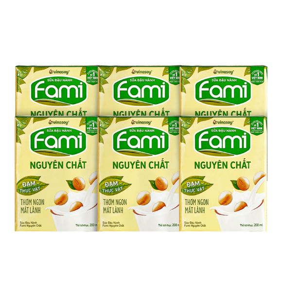 Sữa đậu nành Fami nguyên chất 200ml, 1 lốc 6 hộp 1