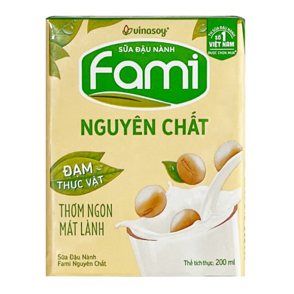 Sữa đậu nành Fami nguyên chất 200ml, 1 lốc 6 hộp 2