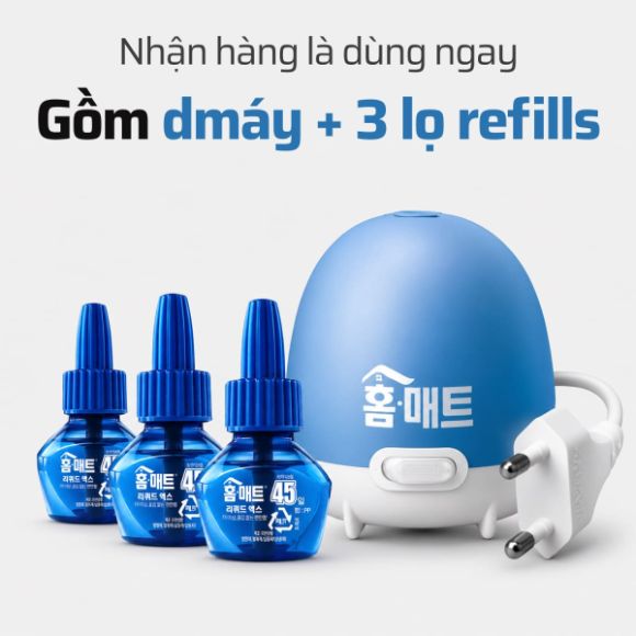 Máy đuổi muỗi dạng lỏng có dây Home Mat + 3 lọ refill 45 ngày 2